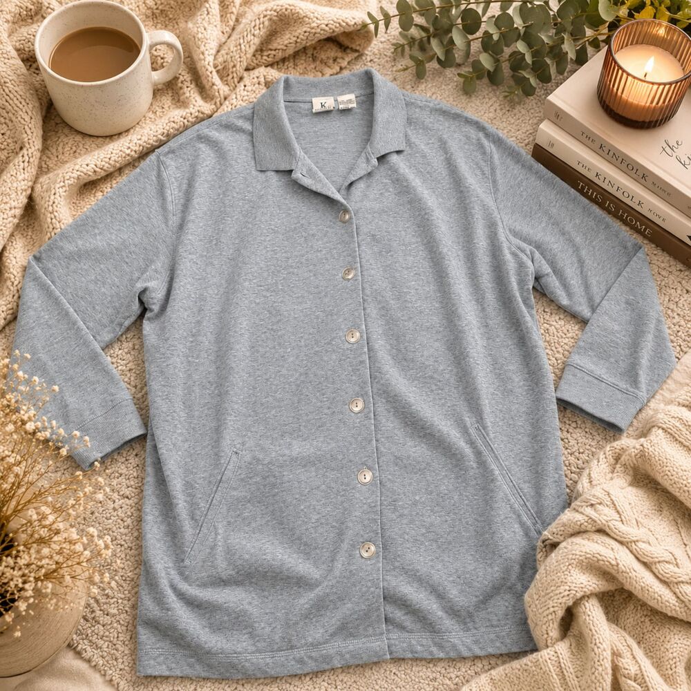 Kwear By Koret Button up Cardigan Sweater Women's Size Extra Large Gray (443)
